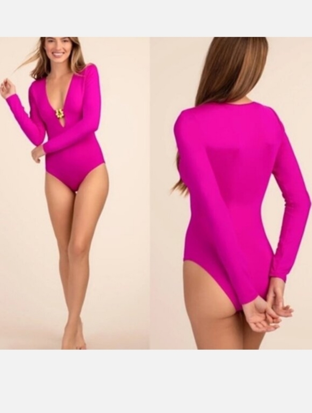 NEW Trina Turk Bijou Long sleeve Swimsuit in Orchid Size Medium